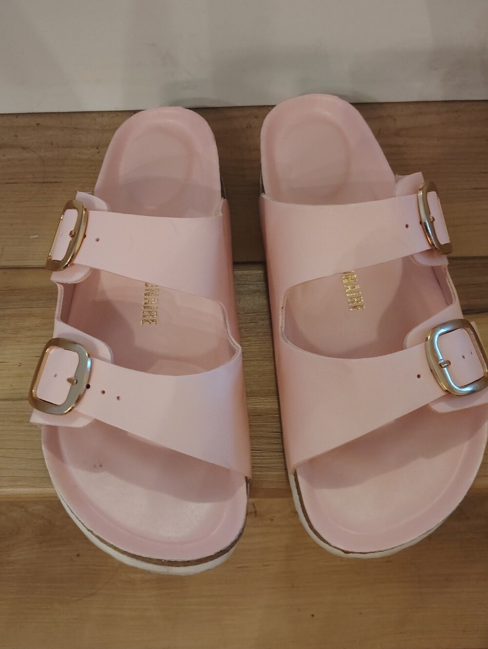 Kids Pink Double-Buckle Slide Sandals